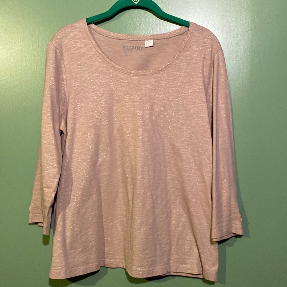Zenergy by Chicos, shimmer gold T-shirt